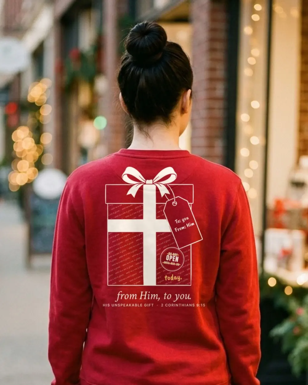 From Him, To You Crewneck, back