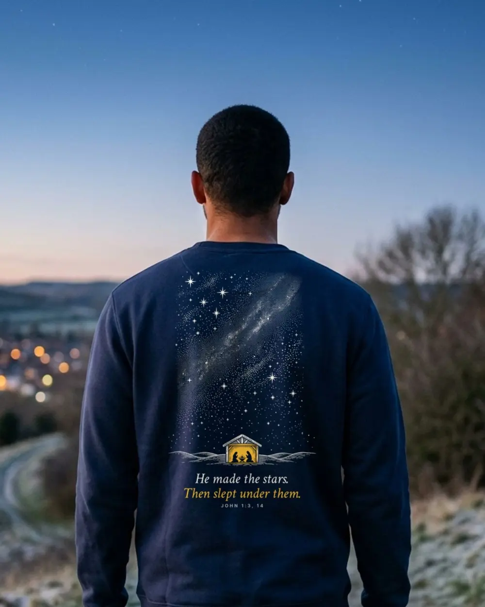 He Made The Stars Crewneck, back