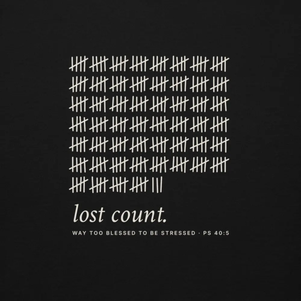 Lost Count Hoodie, the design up close