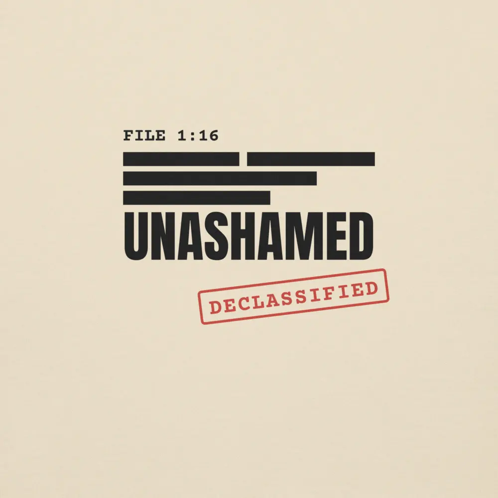 Unashamed Crewneck, the design up close
