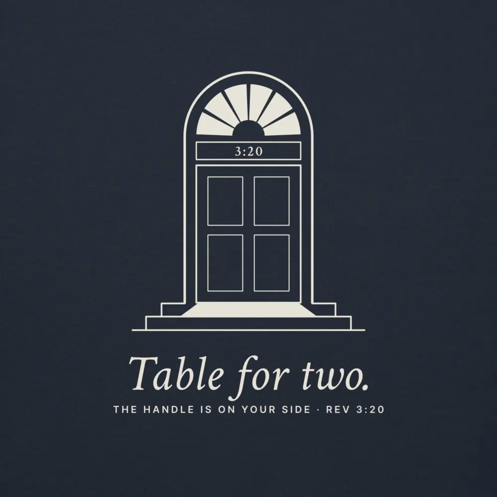 Table for Two Crewneck, the design up close