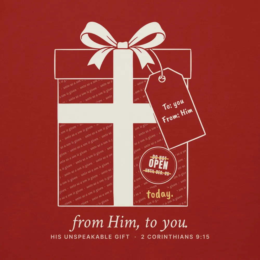 From Him, To You Crewneck, the design up close