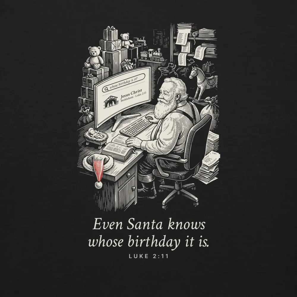 Even Santa Knows Crewneck, the design up close