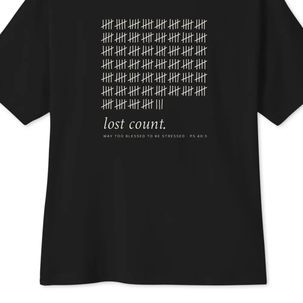Lost Count Oversized Tee, the design up close