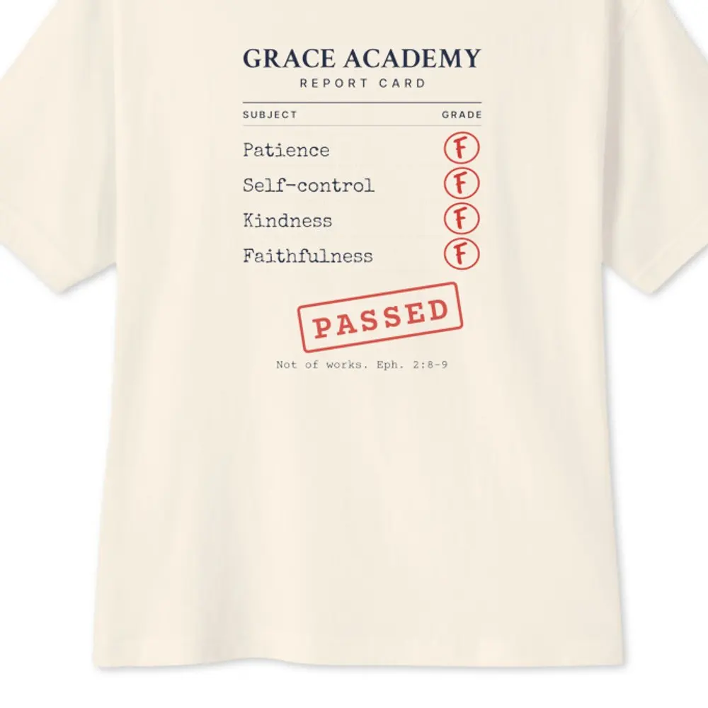 Grace Academy Oversized Tee, the design up close