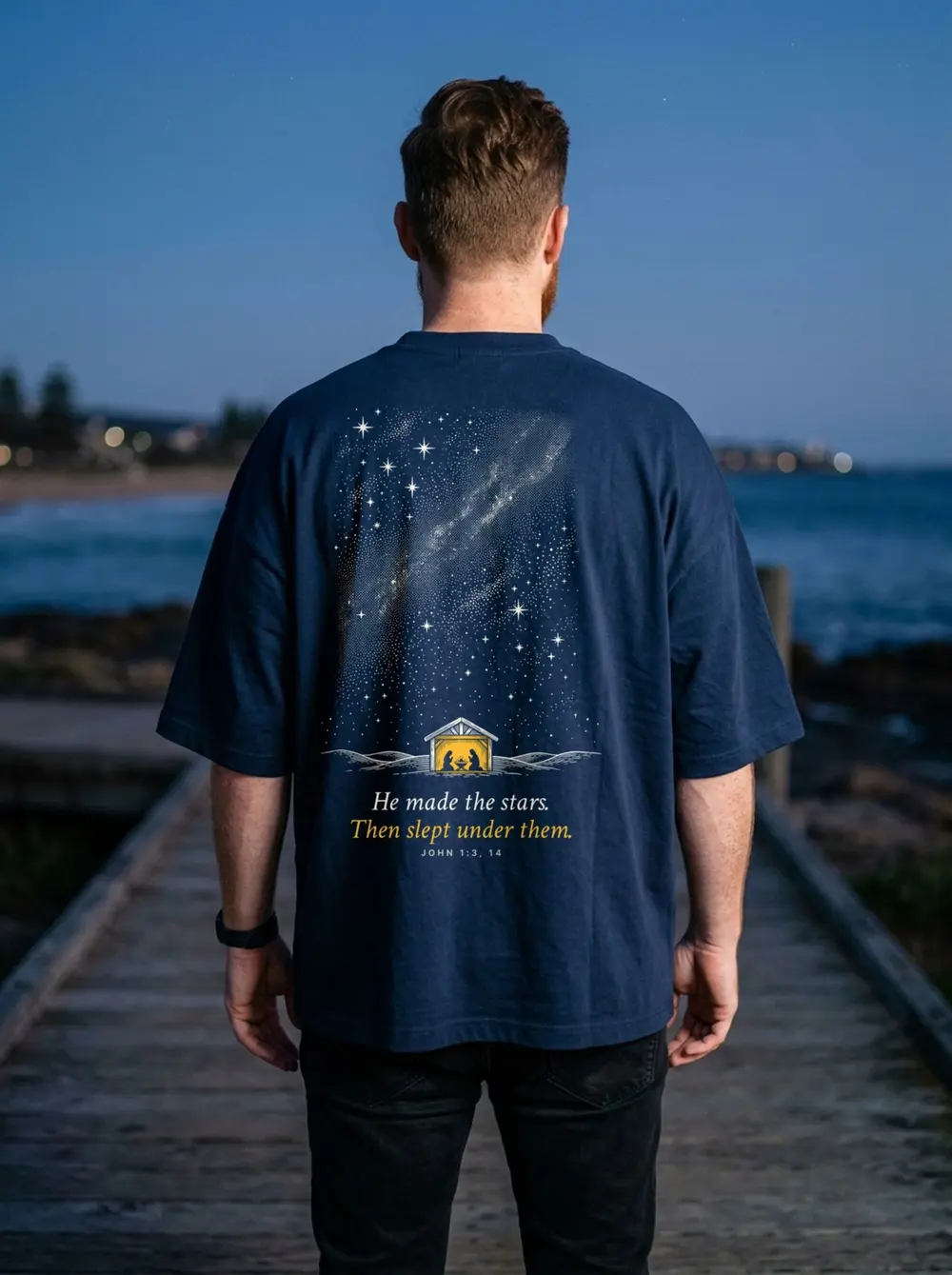 He Made The Stars Oversized Tee