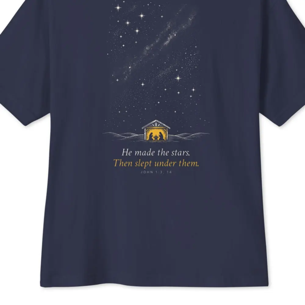 He Made The Stars Oversized Tee, the design up close