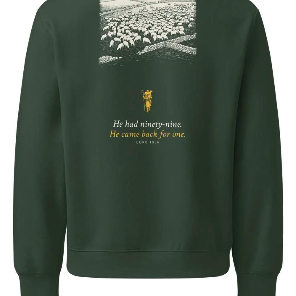 He Came Back For One Oversized Sweatshirt, the design up close