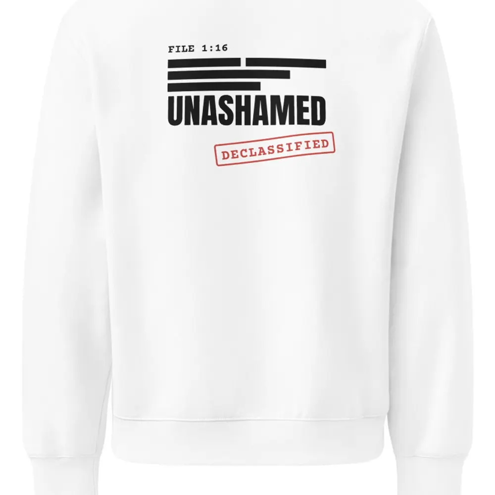 Unashamed Oversized Sweatshirt, the design up close