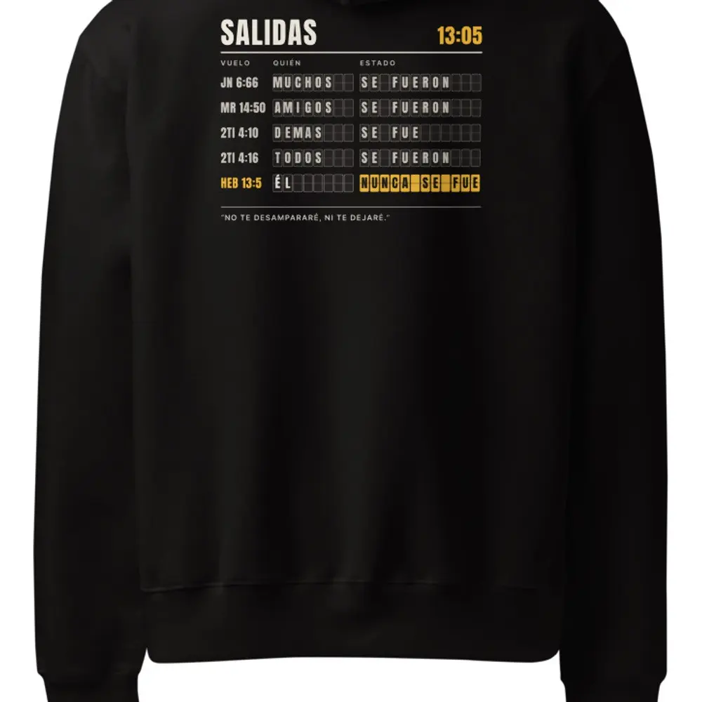 Él Nunca Se Fue Oversized Hoodie, the design up close