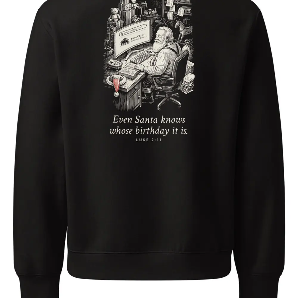 Even Santa Knows Oversized Sweatshirt, the design up close
