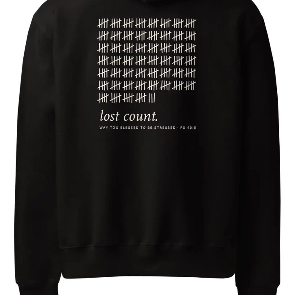 Lost Count Oversized Hoodie, the design up close