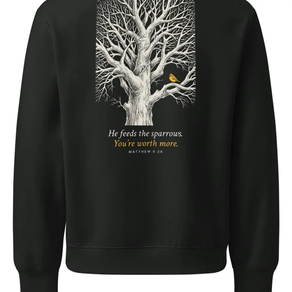 Worth More Oversized Sweatshirt, the design up close
